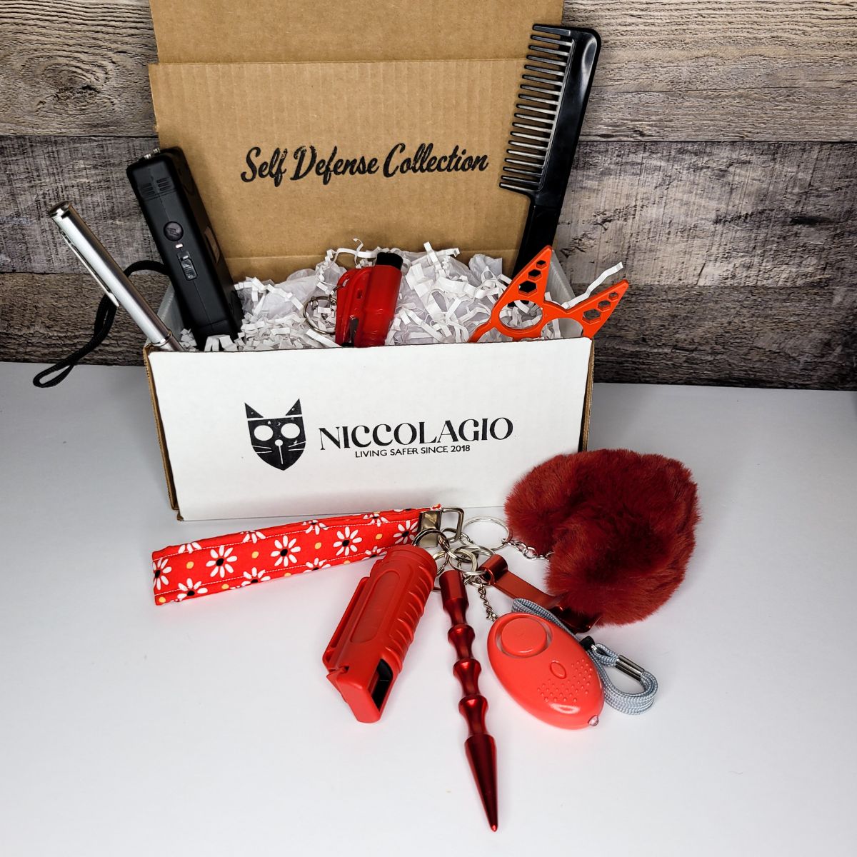 Red Self Defense Keychain Combo Set